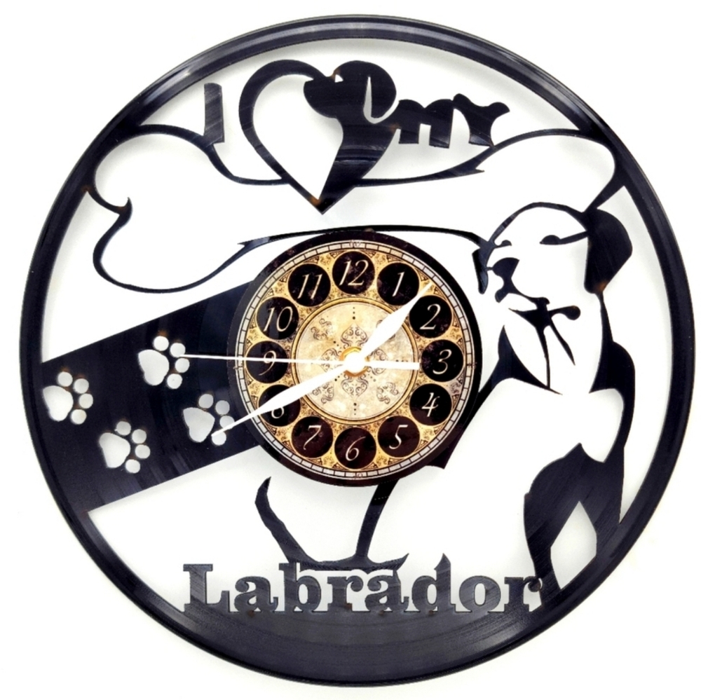 I HEART MY LABRADOR vinyl record clock